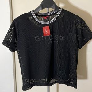 Guess SS Tristan Mesh Layered Top | Woman | Size XL | Black | New with Tag